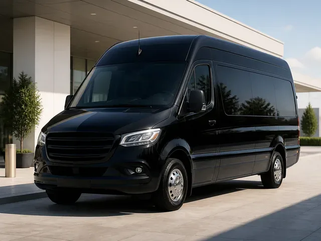 Black passenger sprinter van for group transportation